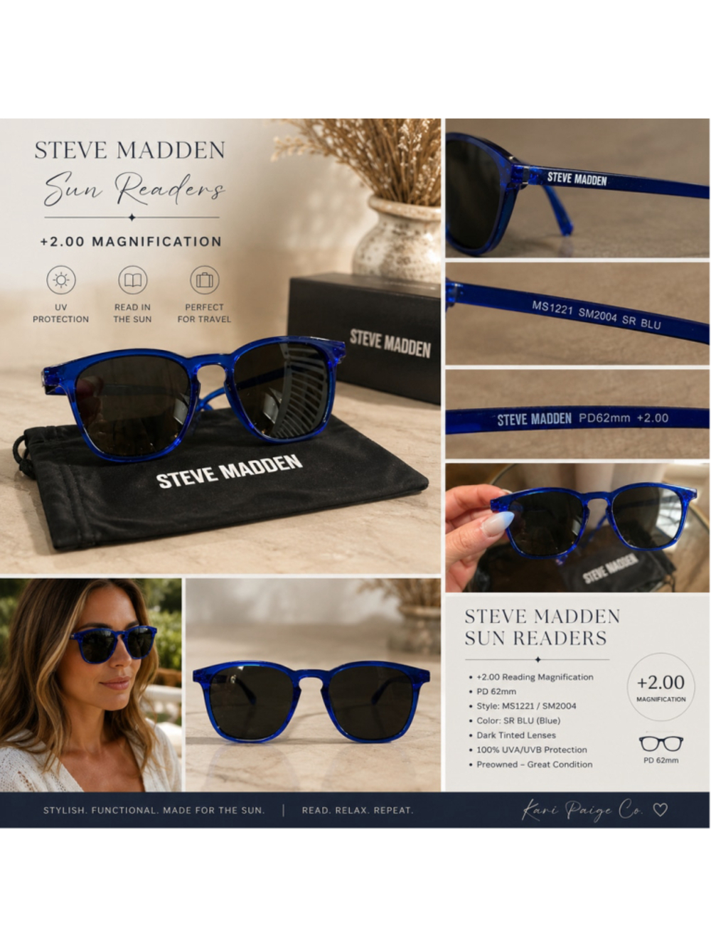 Women's Steve Madden Sun Readers Sunglasses One Size Blue
